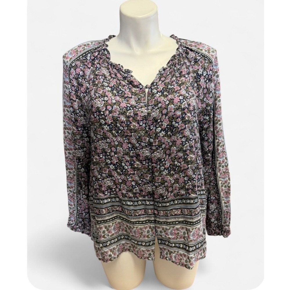 Lucky Brand Peasant Boho Cottagecore Festival Romantic Purple Floral Print  XL